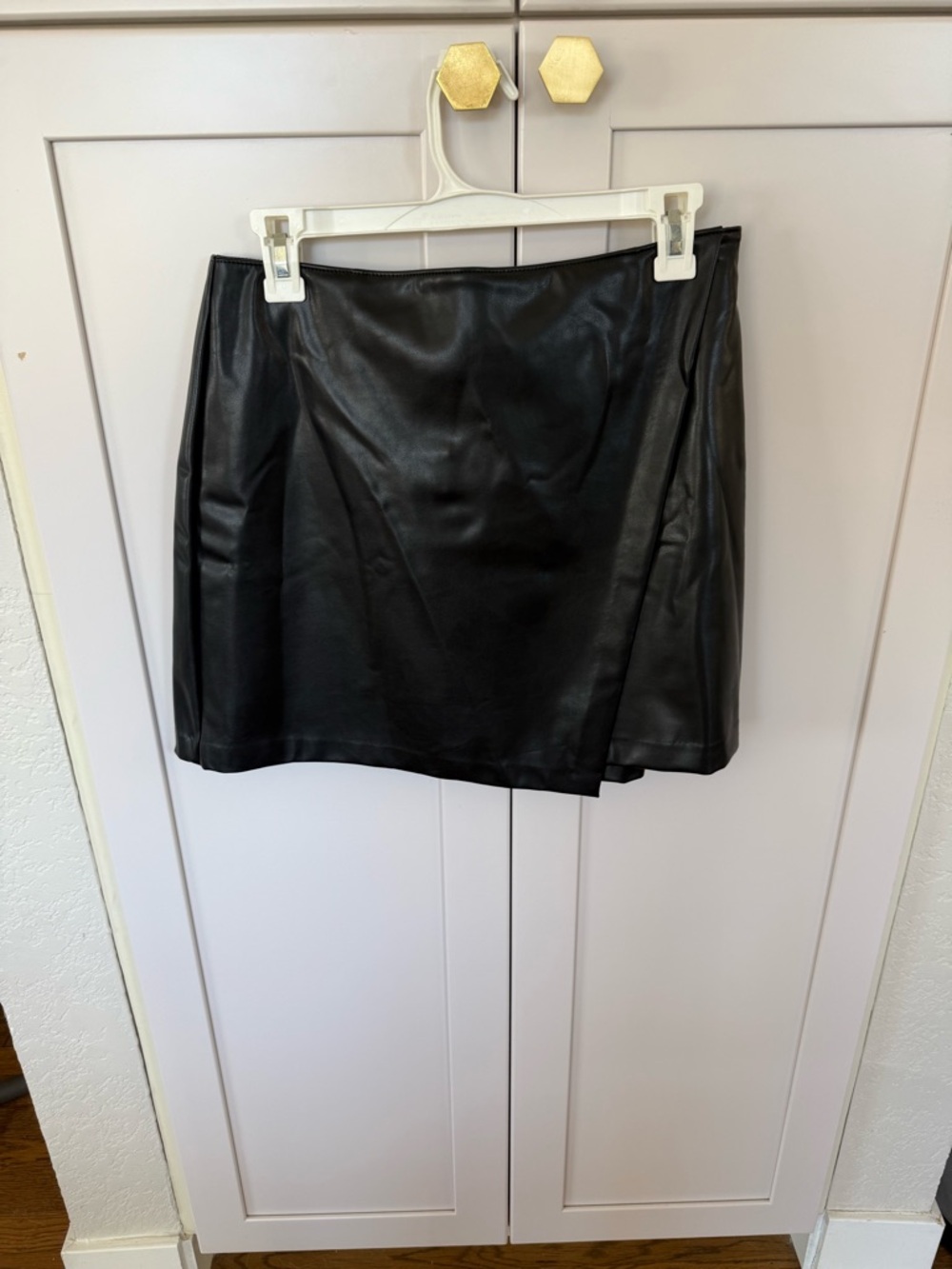 Abercrombie & Fitch Black Faux Leather Mini Skort